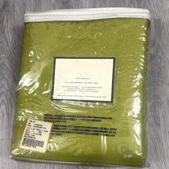 NWT Pottery Barn Textured Fabric by the Yard Tissu 5 Yds 100% Linen Olive Green - Picture 2 of 3